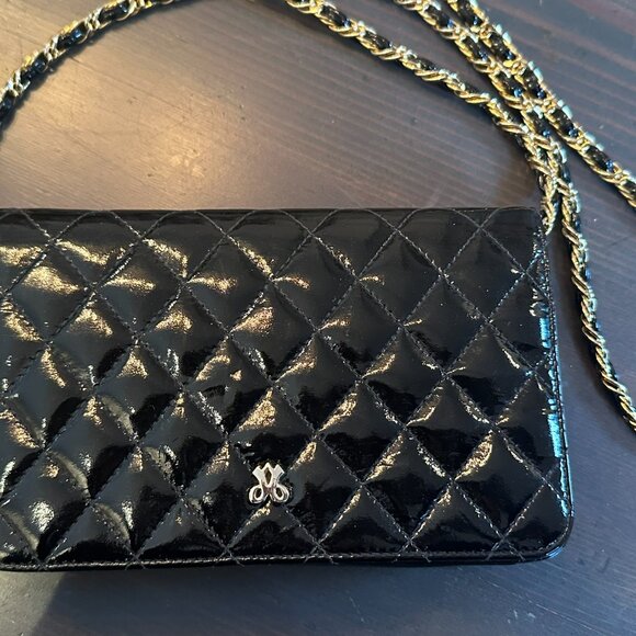 π€ Vintage Jay Herbert Black Patent Leather Cute Little Quilted Crossbody Bag - Picture 2 of 11